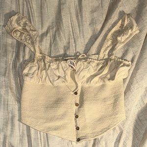 Urban Outfitters Tan Front-Tie Crop Top